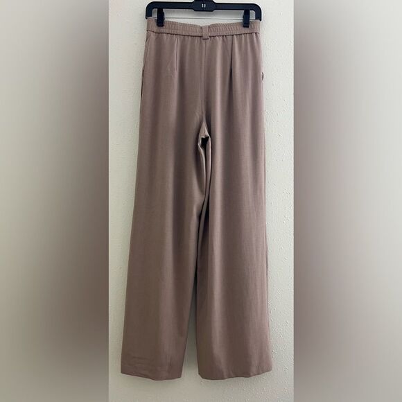 NWT OGL Tencel-Linen Pants Wrinkle-Free Tucked Wide Leg Trouser - Deep Oatmeal - Picture 3 of 10